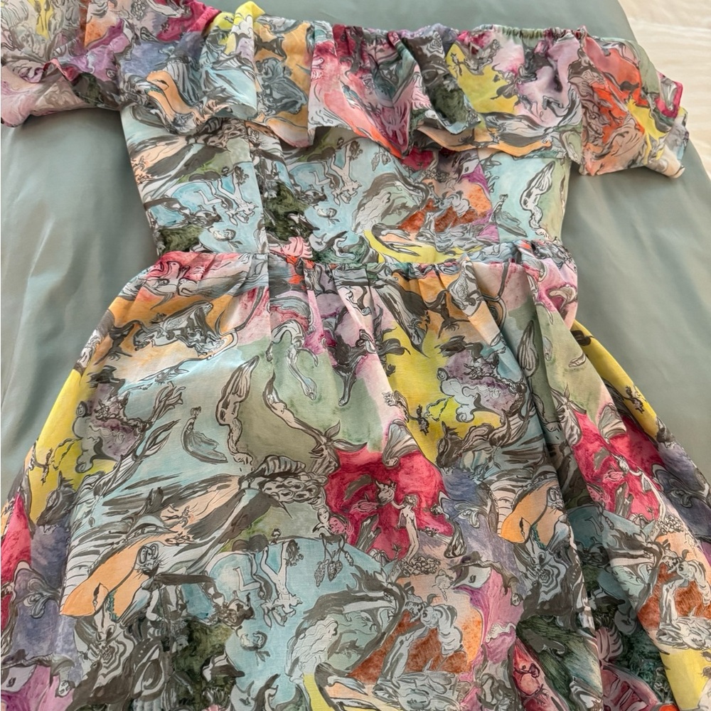 Alice + Olivia Multicolor Off-Shoulder Kids Dress